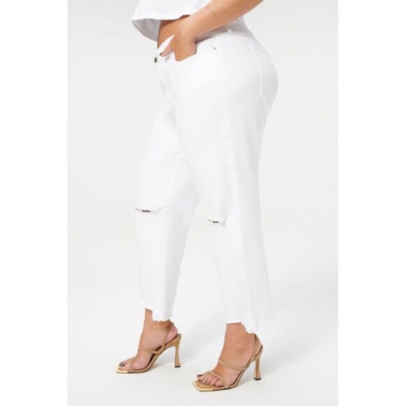 GOOD AMERICAN New Plus Size 18 Good Girlfriend Jeans in White Distressed - Picture 6 of 13